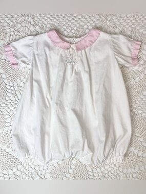 Antique Baby 3-6 Months Hand Smocked Collared Bubble Romper
